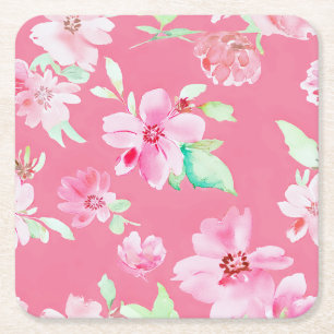 Porta-copo De Papel Quadrado Portas copos cor-de-rosa brilhantes de papel Flora
