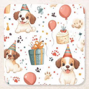 Porta-copo De Papel Quadrado Portas copos de Algodão de Aniversário - Conjunto