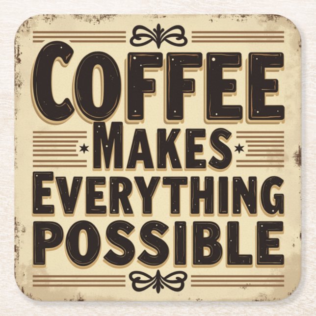 Porta-copo De Papel Quadrado Portas copos de amantes do café (Frente)