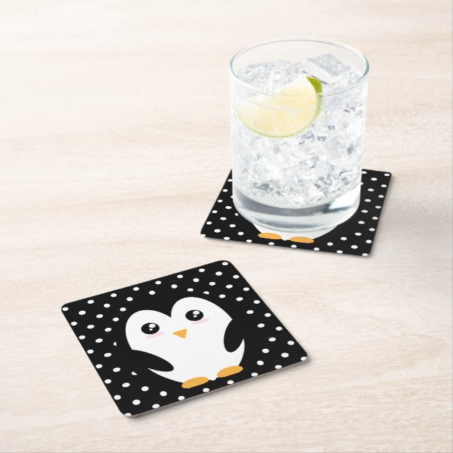 Porta-copo De Papel Quadrado Portas copos de Bolinhas de pinguim ❄️ ✨ (Insitu)