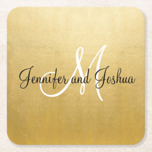Porta-copo De Papel Quadrado Portas copos de Casamento Dourado Elegante Persona