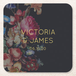 Porta-copo De Papel Quadrado Portas copos de Casamento Personalizado Floral Vin