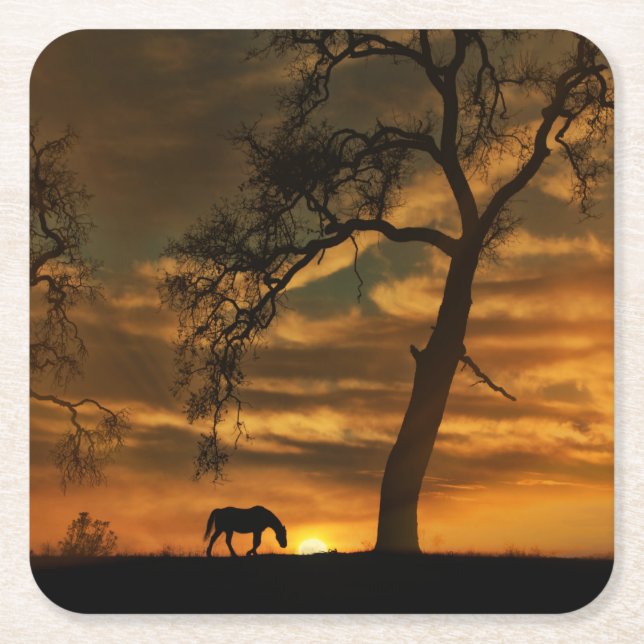 Porta-copo De Papel Quadrado Portas copos de cavalos (Frente)