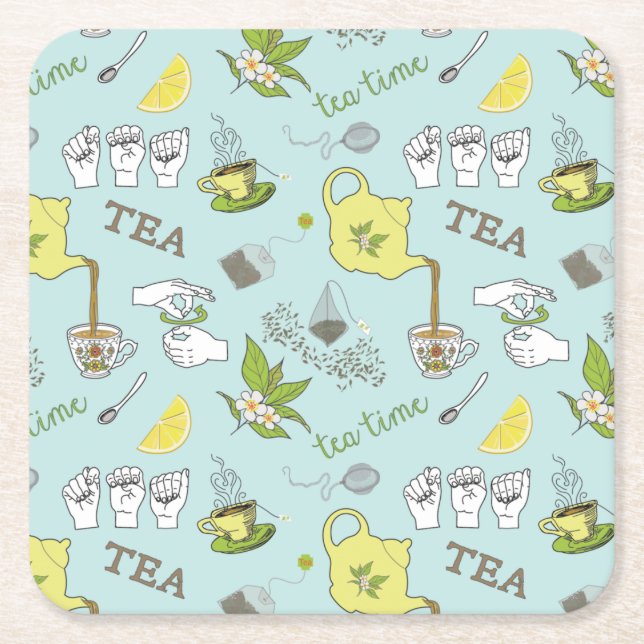 Porta-copo De Papel Quadrado PORTAS COPOS de chá ASL (Frente)