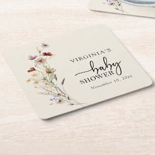 Porta-copo De Papel Quadrado Portas copos de Chá de fraldas Boho Wildflower