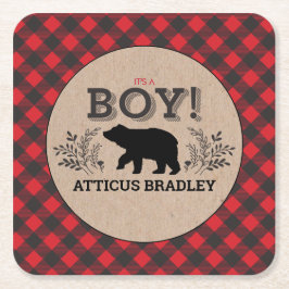 Porta-copo De Papel Quadrado Portas copos de Chás do Bear Baby Boy Kraft