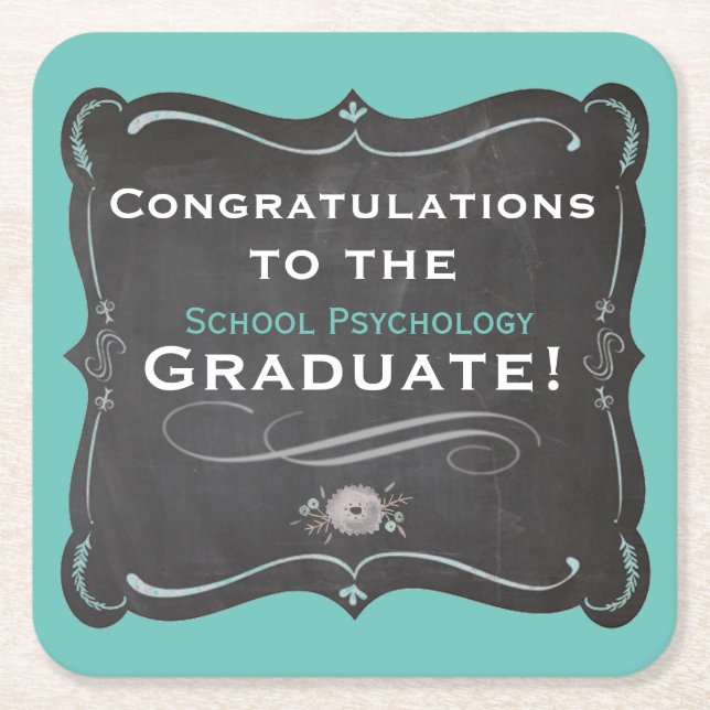 Porta-copo De Papel Quadrado Portas copos de Graduação em Psicologia Escolar (Frente)