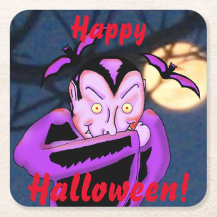Porta-copo De Papel Quadrado Portas copos de Halloween de Vampiro