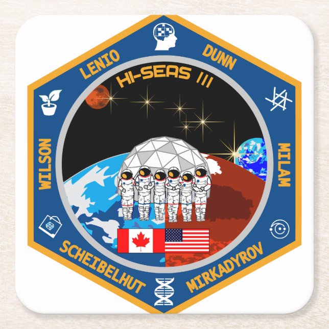 Porta-copo De Papel Quadrado Portas copos de HI-SEAS III (Frente)