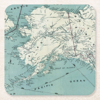 Porta-copo De Papel Quadrado Portas copos de Mapa Costeiro do Alaska