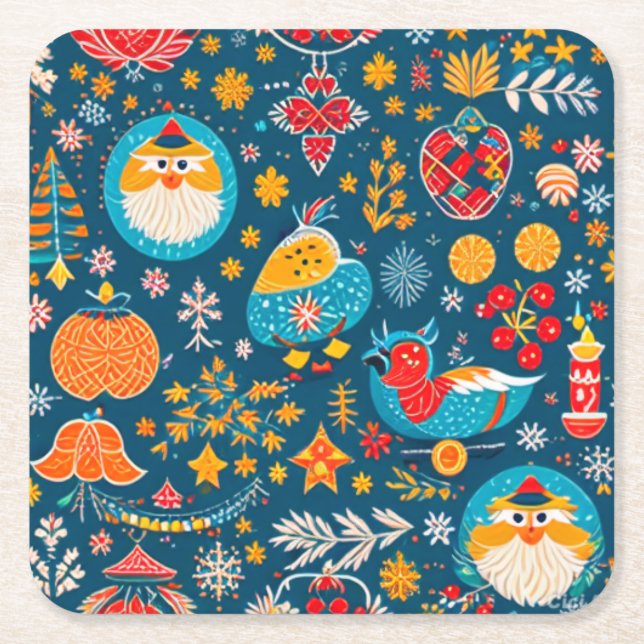 Porta-copo De Papel Quadrado Portas copos de Natal (Frente)