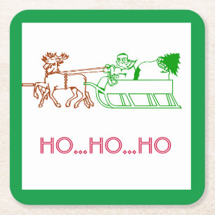 Porta-copo De Papel Quadrado Portas copos de papel - Papais noeis e Reindeer