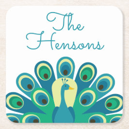 Porta-copo De Papel Quadrado Portas copos de Papel Personalizado de Peacock Cuj