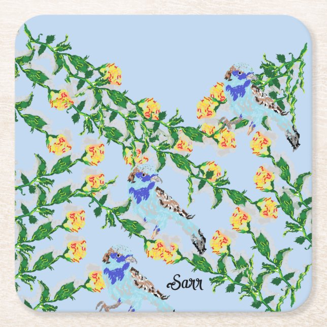 Porta-copo De Papel Quadrado Portas copos de papel: Sparrows de canto (Frente)