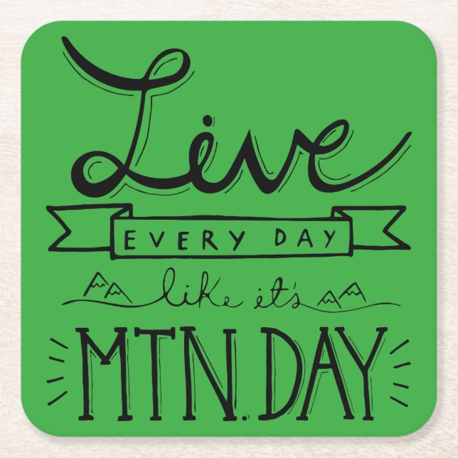 Porta-copo De Papel Quadrado Portas copos do dia da montanha (Frente)