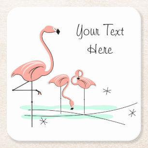 Porta-copo De Papel Quadrado Portas copos do texto do trio 4 dos flamingos