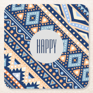 Porta-copo De Papel Quadrado Portas copos étnicas retros azuis tribais do teste
