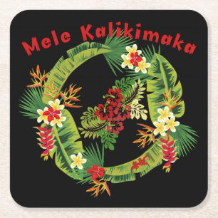 Porta-copo De Papel Quadrado Portas copos Hawaiian Mele Kalikimaka Wreath