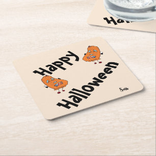 Porta-copo De Papel Quadrado Portas copos: Horário da Festa do Halloween