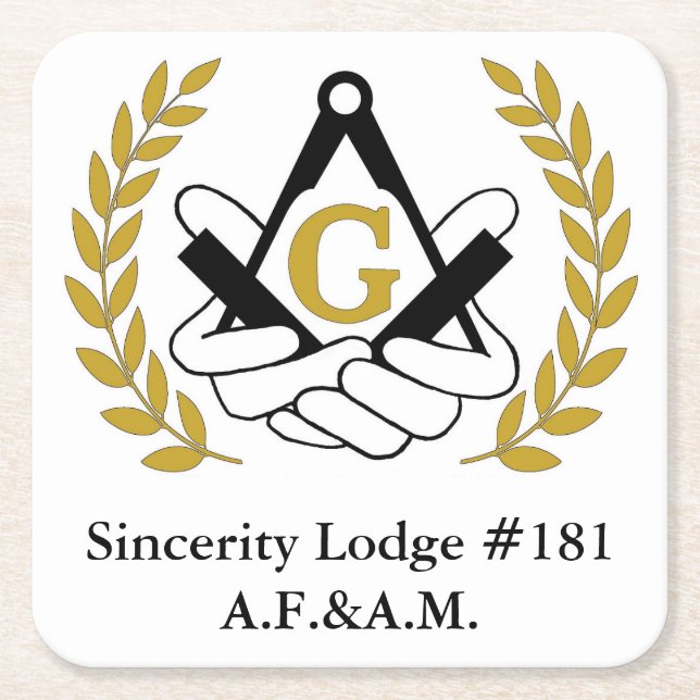 Porta-copo De Papel Quadrado Portas copos maçónicas (Frente)