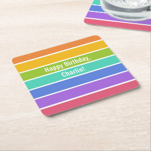 Porta-copo De Papel Quadrado Portas copos personalizadas do Rainbow Colors