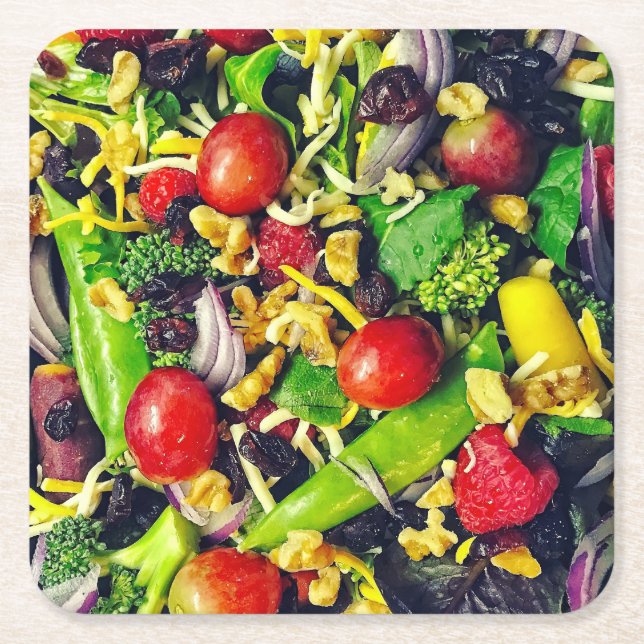 Porta-copo De Papel Quadrado Portas copos saudáveis de salada (Frente)