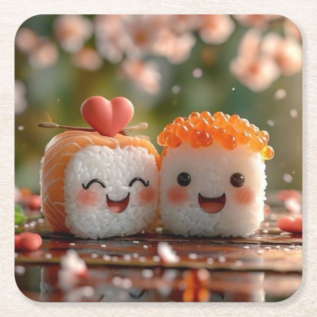 Porta-copo De Papel Quadrado portas copos sushi (Frente)