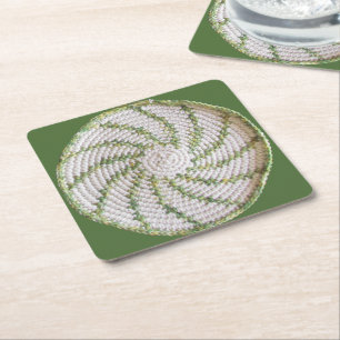 Porta-copo De Papel Quadrado Porte-copos de Papel - Crochê Espiral Verde