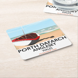 Porta-copo De Papel Quadrado Porth Dafarch, Anglesey viagens vintage