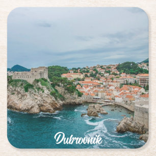 Porta-copo De Papel Quadrado Porto de Dubrovnik e espólio do centro da cidade
