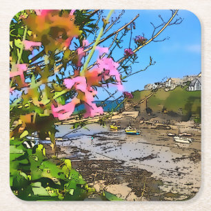 Porta-copo De Papel Quadrado Porto Isaac Cornwall Harbour Pescadores Amigos