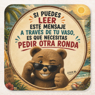 Porta-copo De Papel Quadrado Posavaso osito sonriente