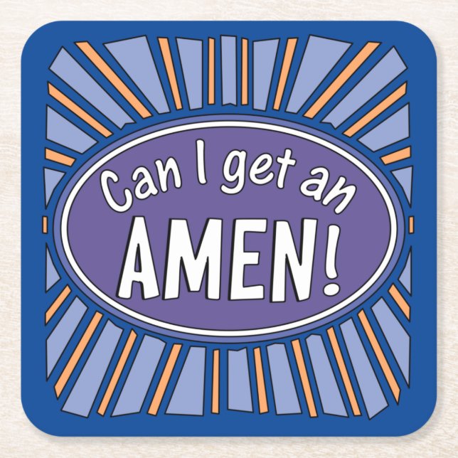 Porta-copo De Papel Quadrado Posso pegar uma AMEN? (Frente)