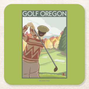 Porta-copo De Papel Quadrado Poster das viagens vintage da cena de OregonGolf