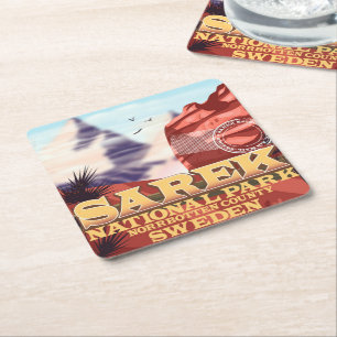 Porta-copo De Papel Quadrado Poster das viagens vintage da suecia do parque