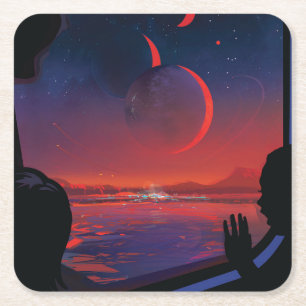 Porta-copo De Papel Quadrado Poster de Espaço Retroativo - Os Visualizadores Ob