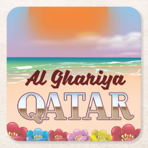Porta-copo De Papel Quadrado Poster de praia do Catar Al Ghariya