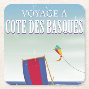 Porta-copo De Papel Quadrado Poster de viagens Cote des Basques França