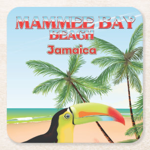Porta-copo De Papel Quadrado Poster de viagens de Jamaica da praia da baía de