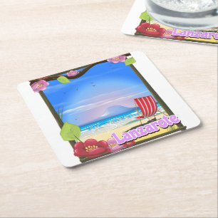 Porta-copo De Papel Quadrado Poster de viagens Lanzarote