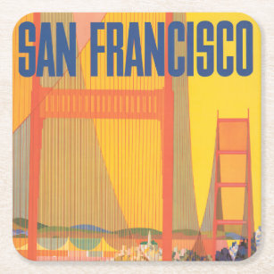 Porta-copo De Papel Quadrado Poster de viagens Para Voar Twa Para São Francisco