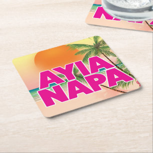 Porta-copo De Papel Quadrado Poster do feriado de Ayia Napa