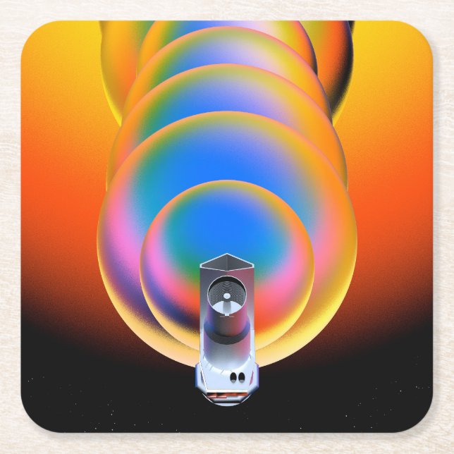 Porta-copo De Papel Quadrado Poster do telescópio espacial Spitzer. (Frente)