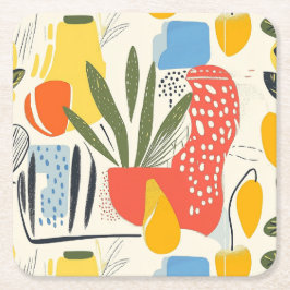 Porta-copo De Papel Quadrado Pote do Jardim de Cores Vibrantes do Estilo do Fua