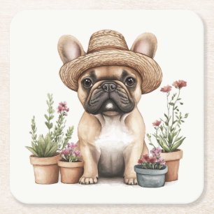 Porta-copo De Papel Quadrado Potes de Flor para Jardinagem de Bulldog Francês