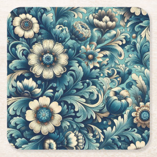 Porta-copo De Papel Quadrado Pousa-Copos de Papel Floral Azul Ornamental Mais F