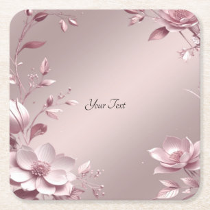 Porta-copo De Papel Quadrado Pousa Copos de Papel Floral Rosa Delicado