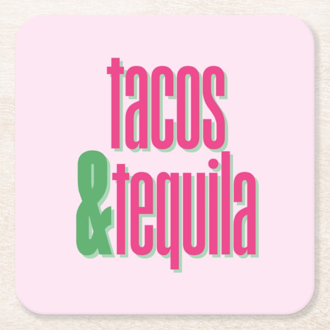 Porta-copo De Papel Quadrado Pousa de Tacos & Tequila (Frente)