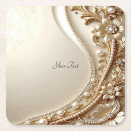 Porta-copo De Papel Quadrado Pousa Papel Floral Dourado Elegante Ornado