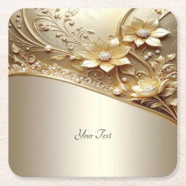 Porta-copo De Papel Quadrado Pousa Papel Floral Ouro Ornamentado Moderno
